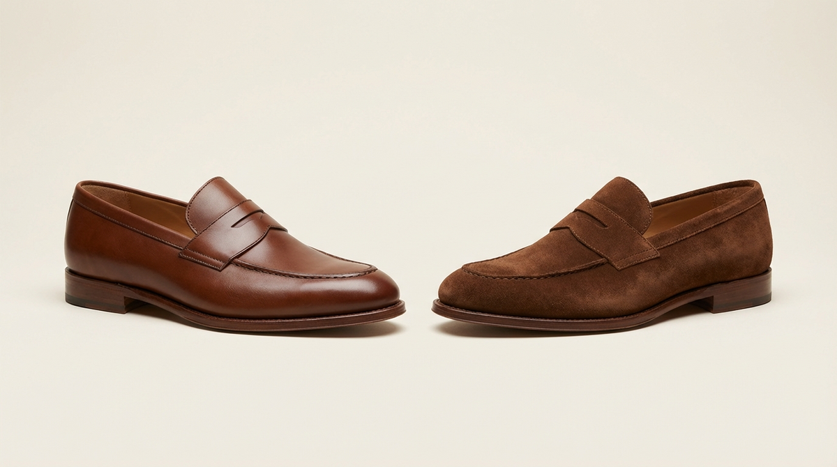 Leather and suede loafers compared Image