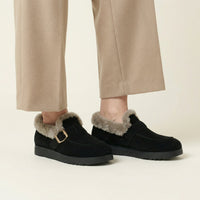 Women's Plush-Lined Suede Platform Loafer Slipper