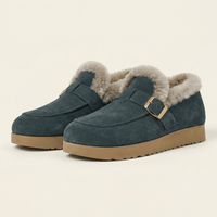 Women's Plush-Lined Suede Platform Loafer Slipper