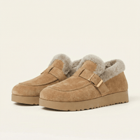 Women's Plush-Lined Suede Platform Loafer Slipper
