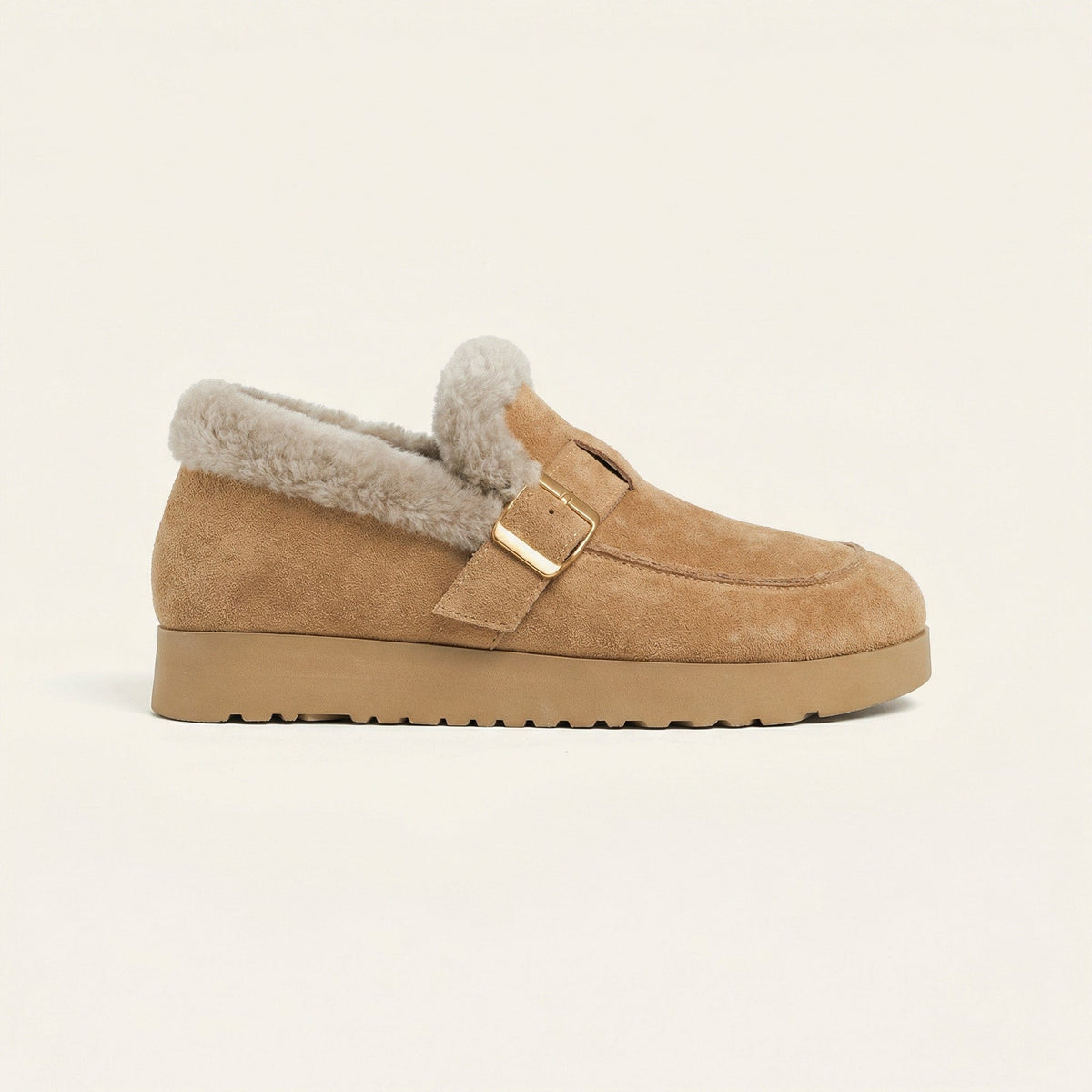 Women's Plush-Lined Suede Platform Loafer Slipper