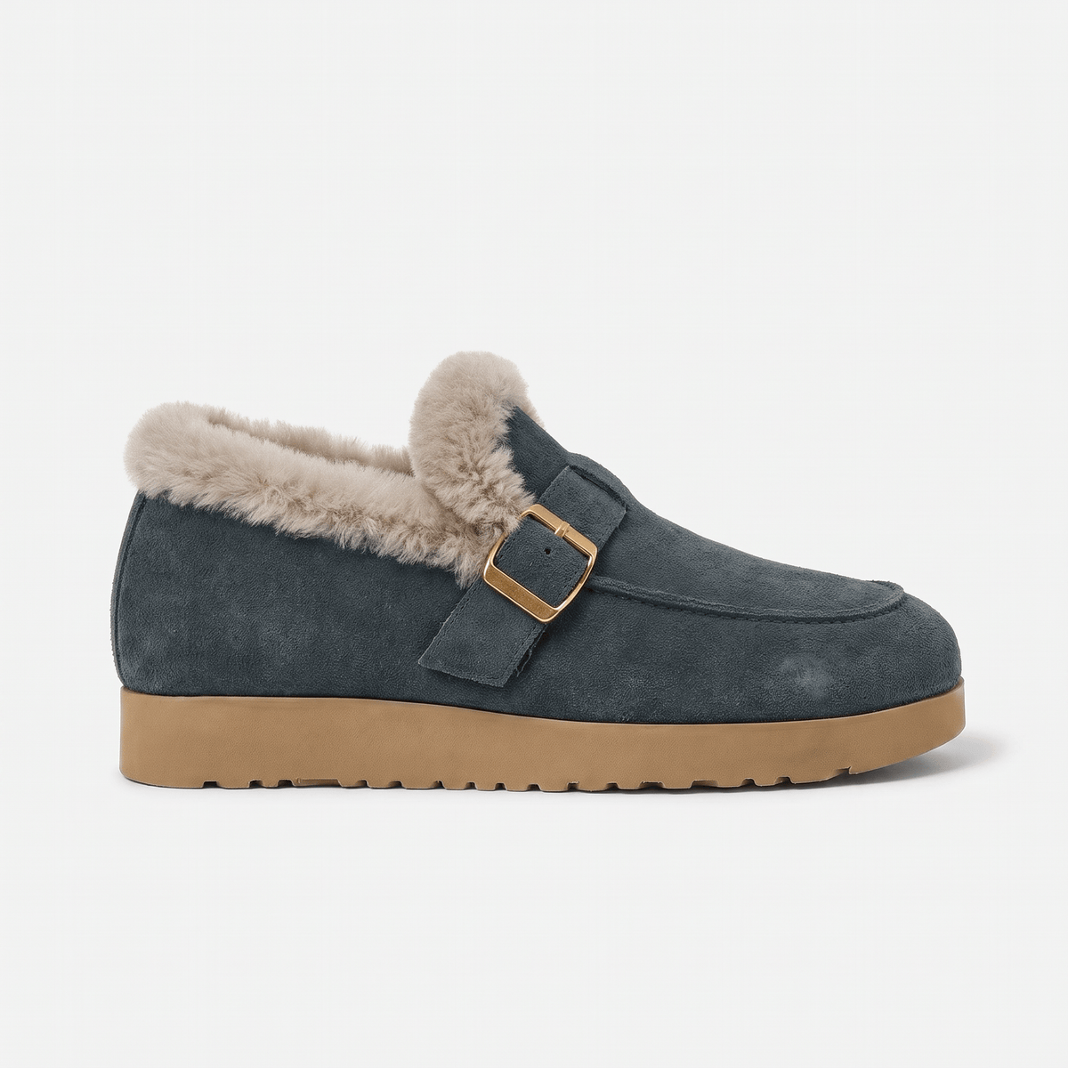 Women's Plush-Lined Suede Platform Loafer Slipper