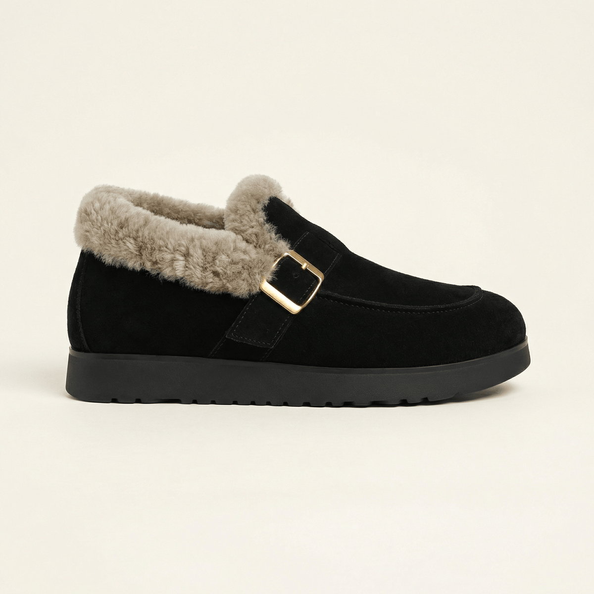Women's Plush-Lined Suede Platform Loafer Slipper