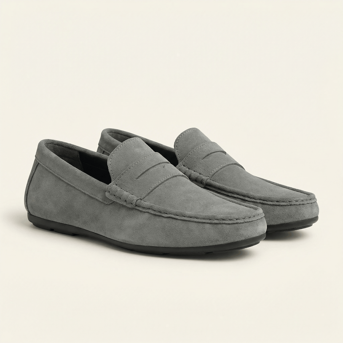 Suede Bar-Strap Loafer