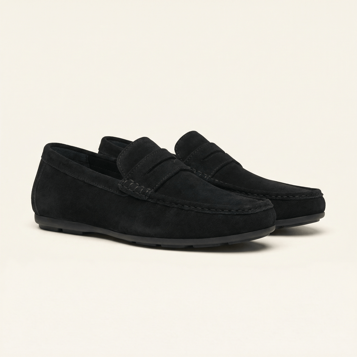 Suede Bar-Strap Loafer