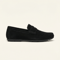 Suede Bar-Strap Loafer