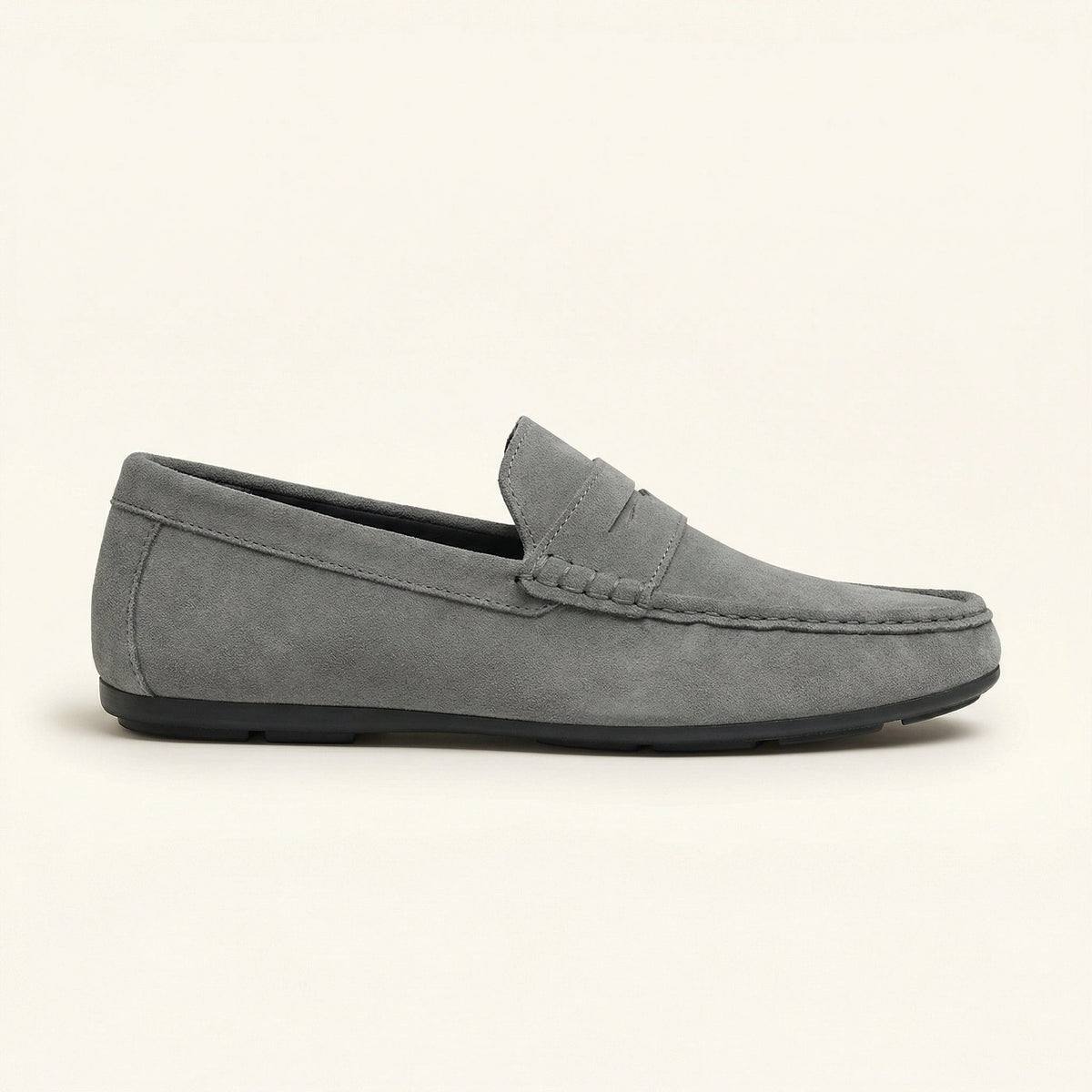 Suede Bar-Strap Loafer