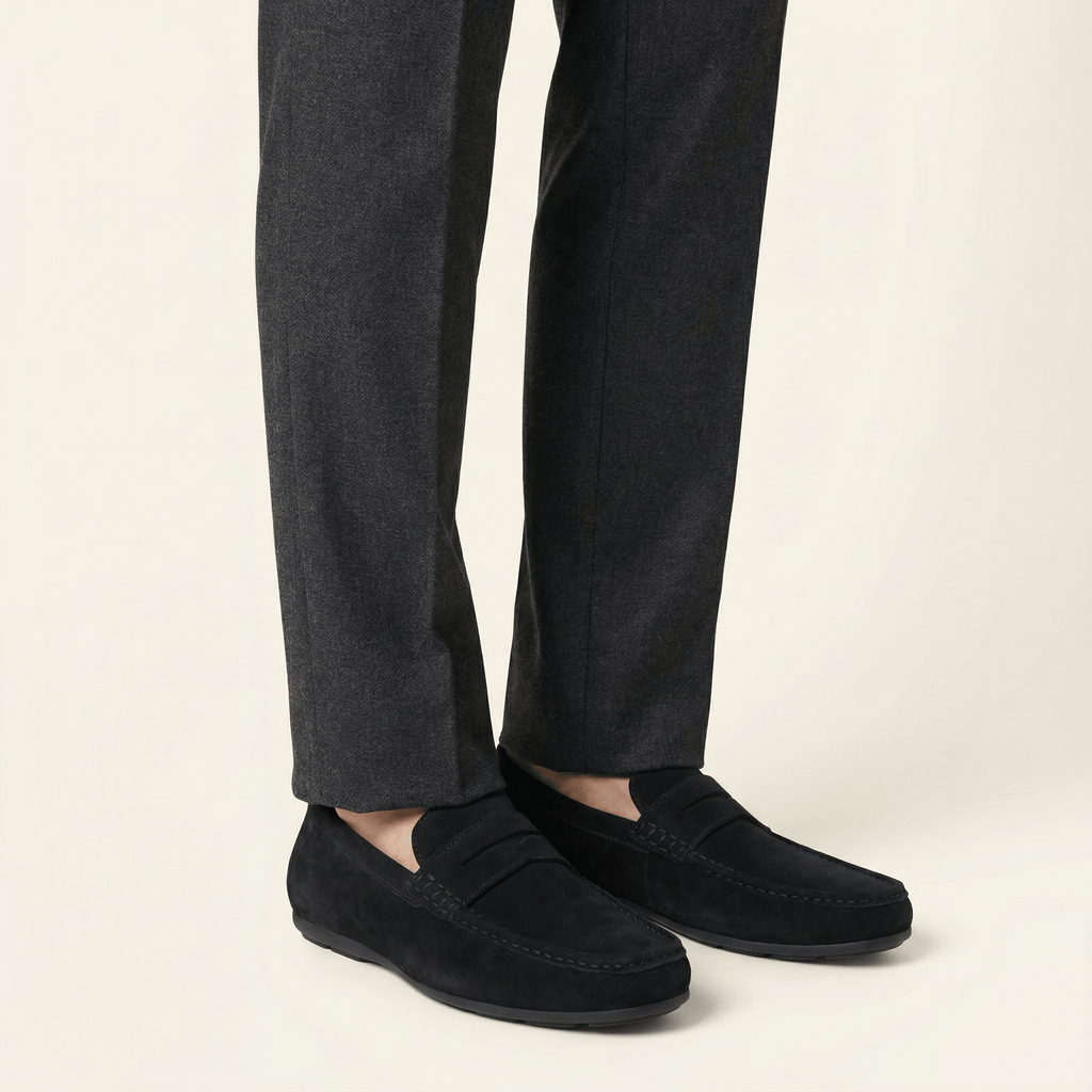 Suede Bar-Strap Loafer