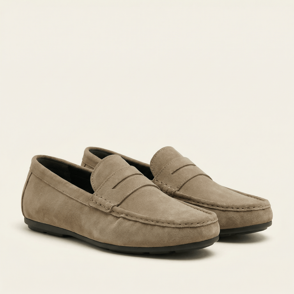 Suede Bar-Strap Loafer