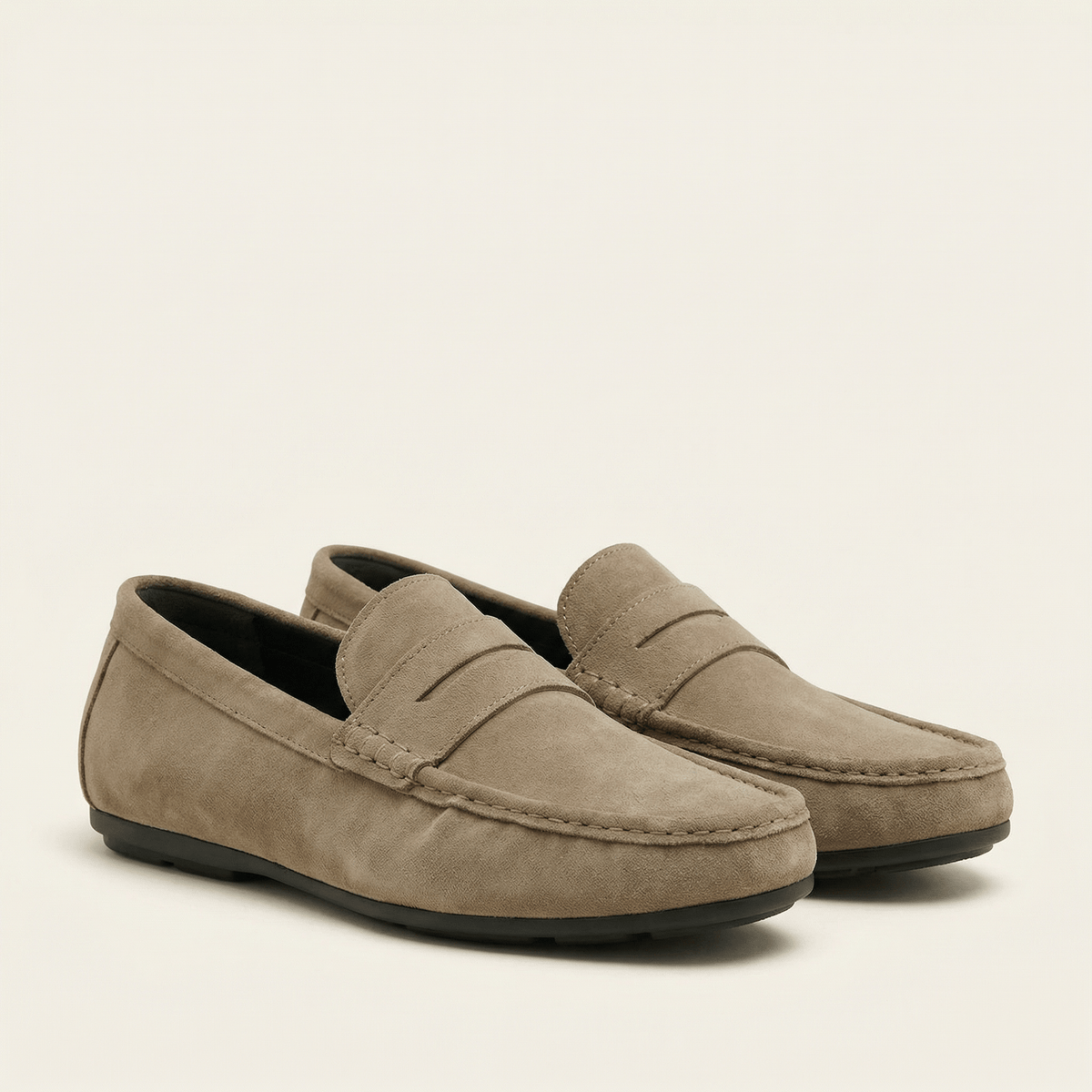 Suede Bar-Strap Loafer