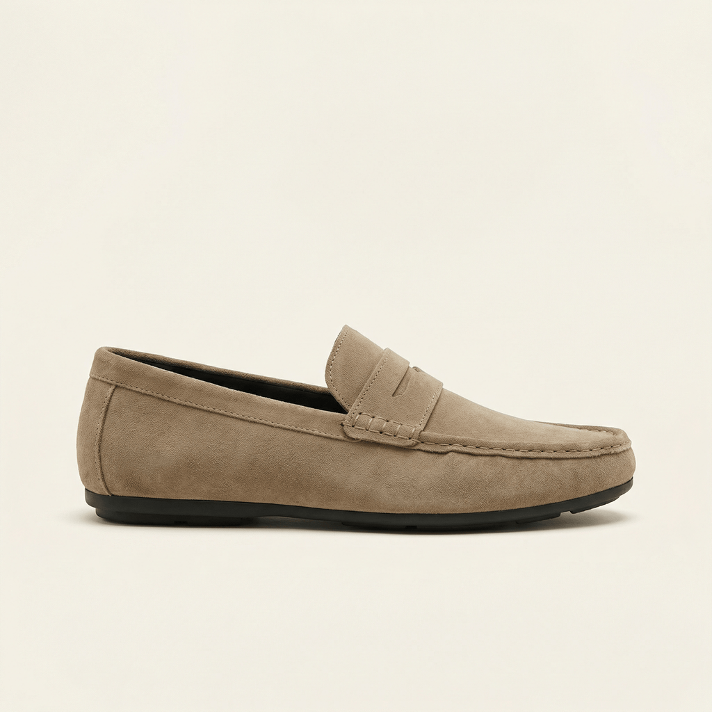 Suede Bar-Strap Loafer