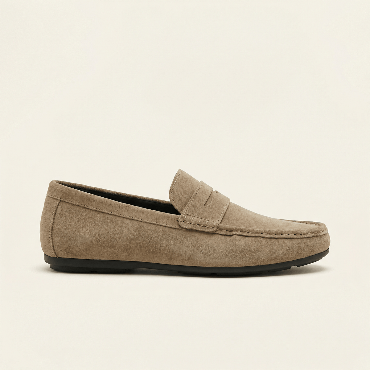 Suede Bar-Strap Loafer