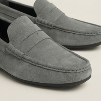 Suede Bar-Strap Loafer
