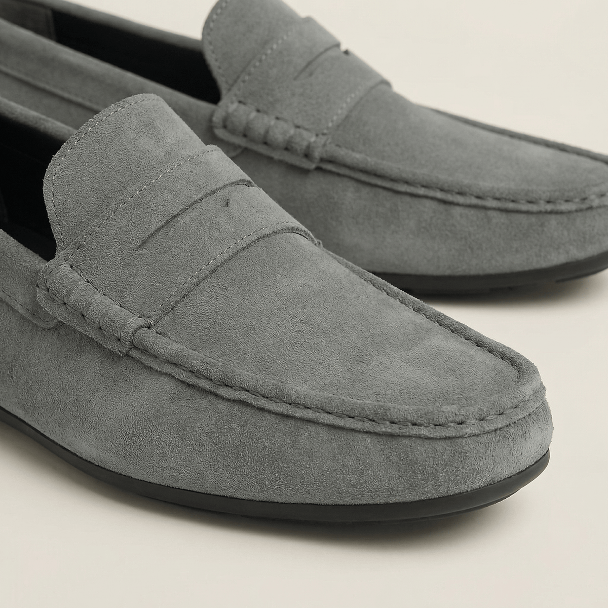 Suede Bar-Strap Loafer
