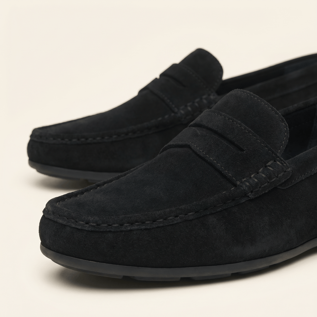 Suede Bar-Strap Loafer