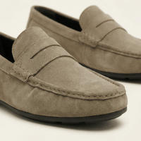Suede Bar-Strap Loafer