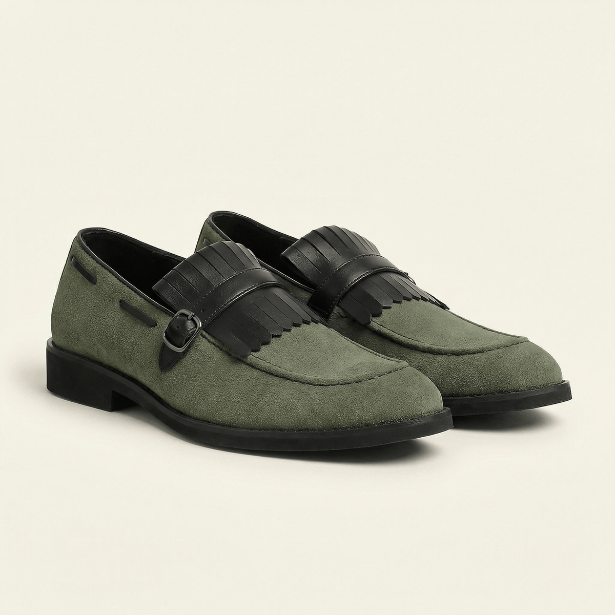 Fringed Suede Buckle Loafer
