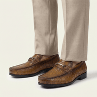Croc-Embossed Leather Bit Loafer