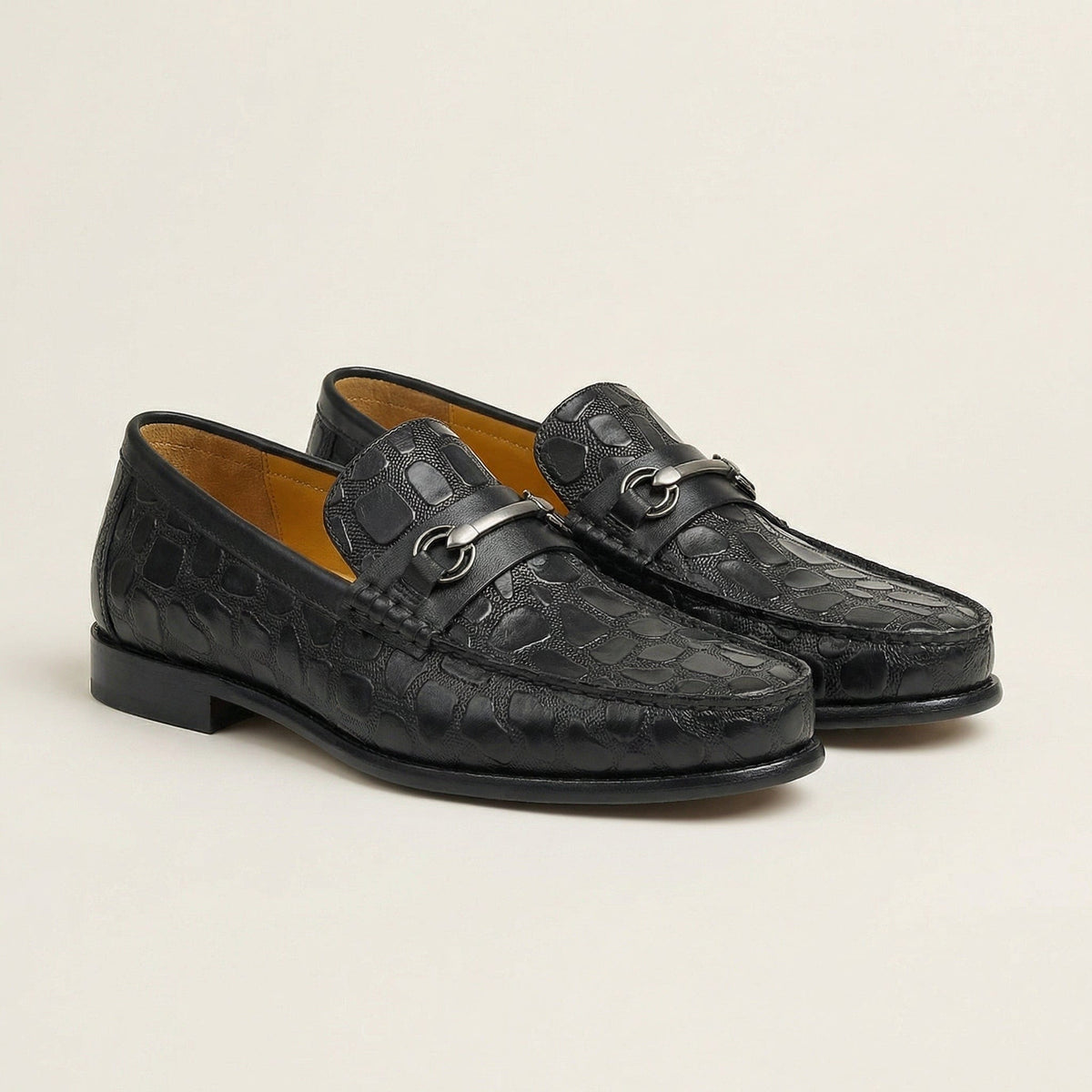 Croc-Embossed Leather Bit Loafer