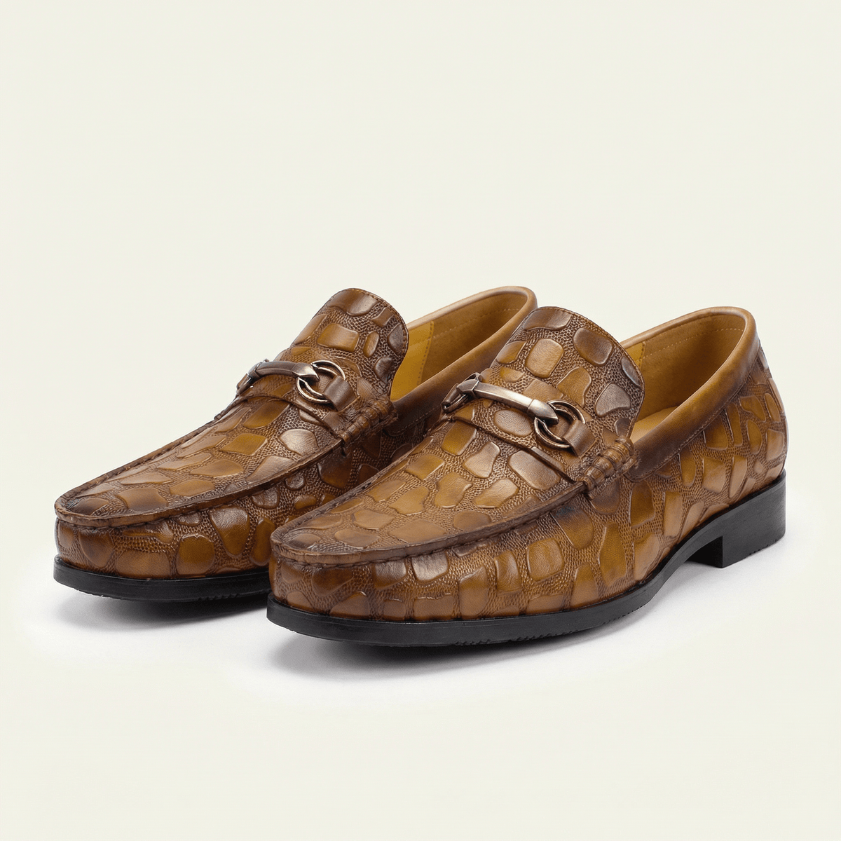 Croc-Embossed Leather Bit Loafer