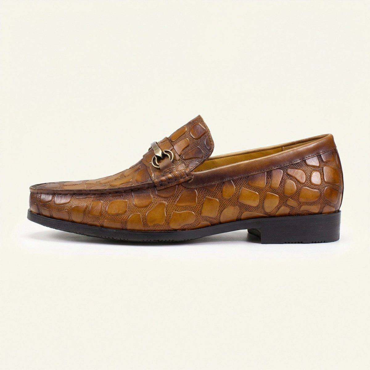 Croc-Embossed Leather Bit Loafer