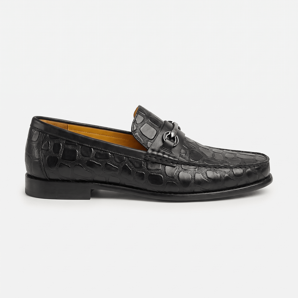 Croc-Embossed Leather Bit Loafer