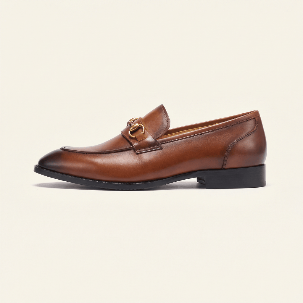 Smooth Leather Gold Bit Loafer