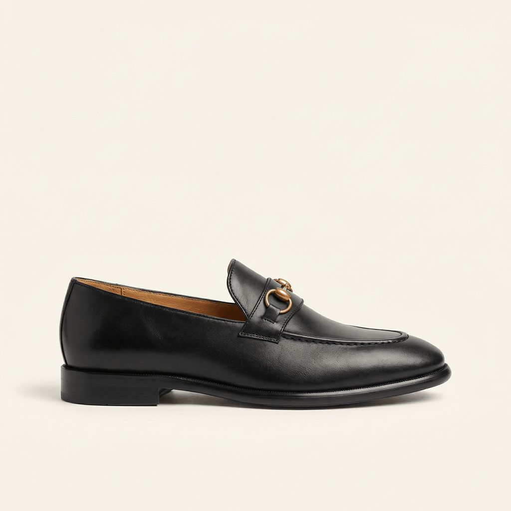 Smooth Leather Gold Bit Loafer
