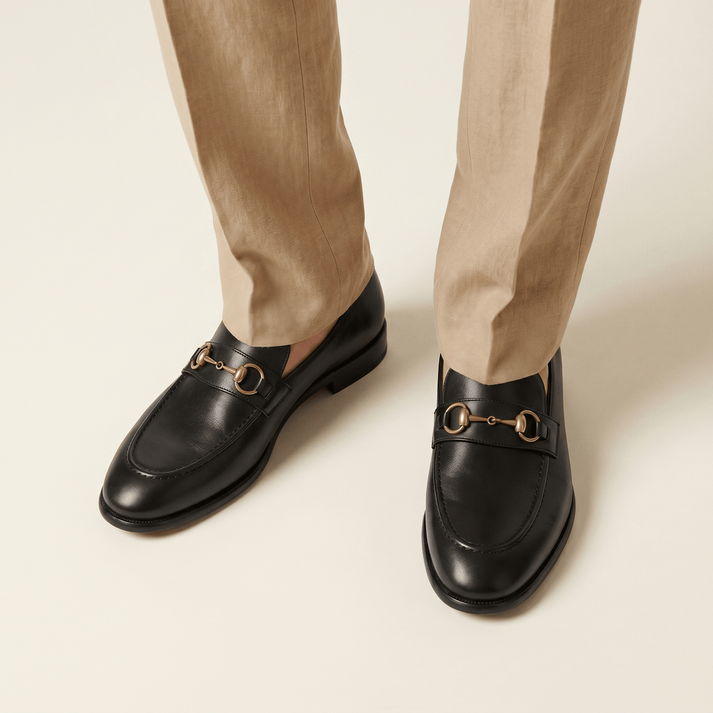 Smooth Leather Gold Bit Loafer