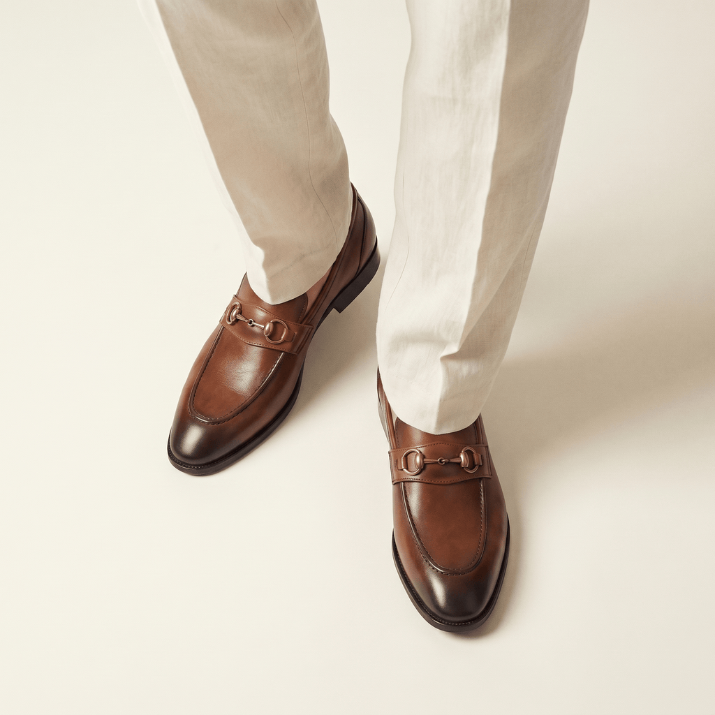 Smooth Leather Gold Bit Loafer