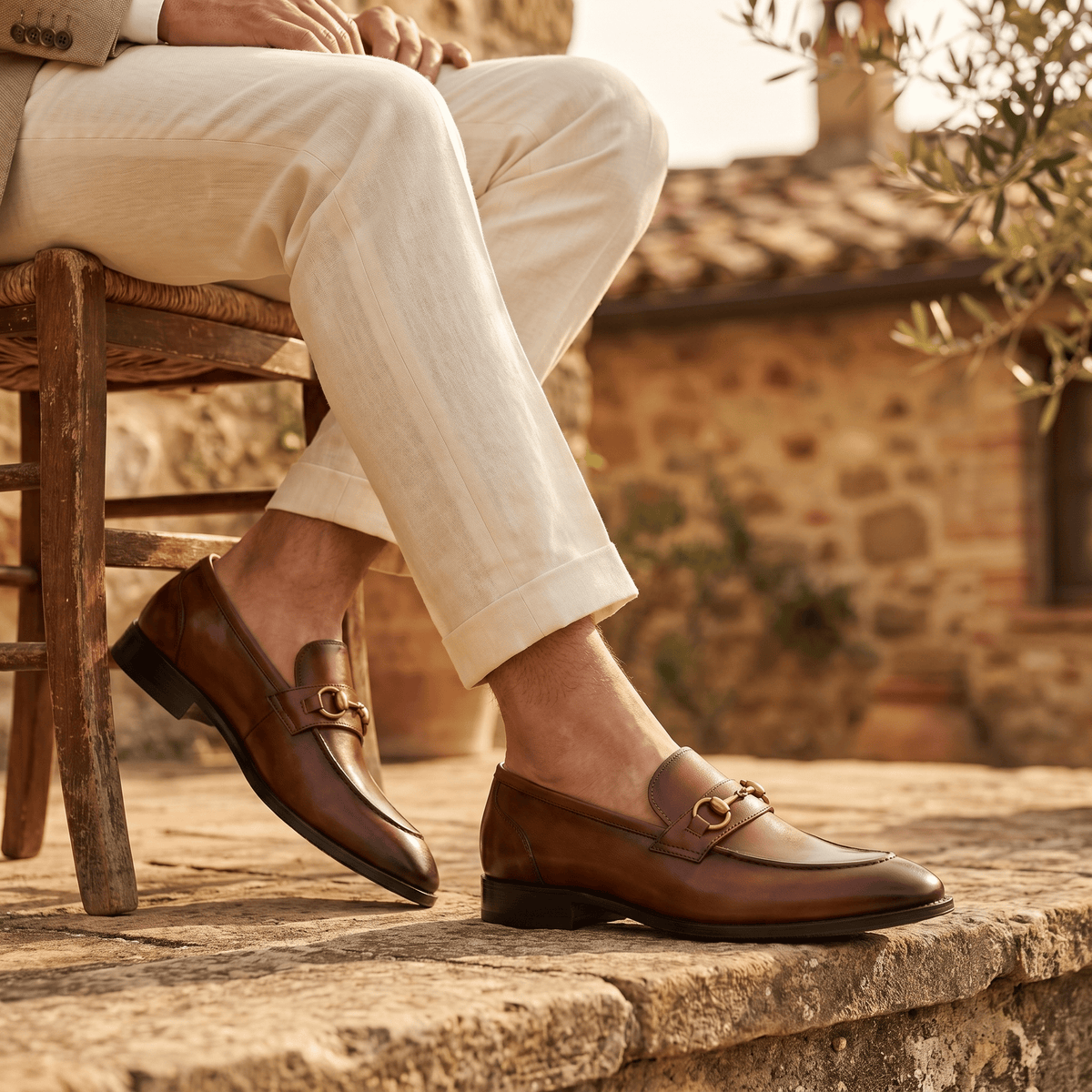 Smooth Leather Gold Bit Loafer