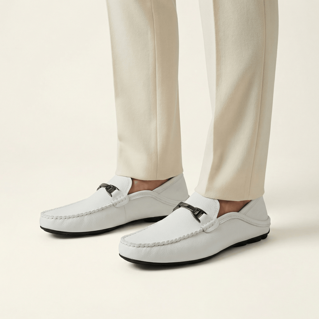 Metal-Trim Smooth Leather Loafer