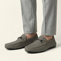 Metal-Trim Smooth Leather Loafer