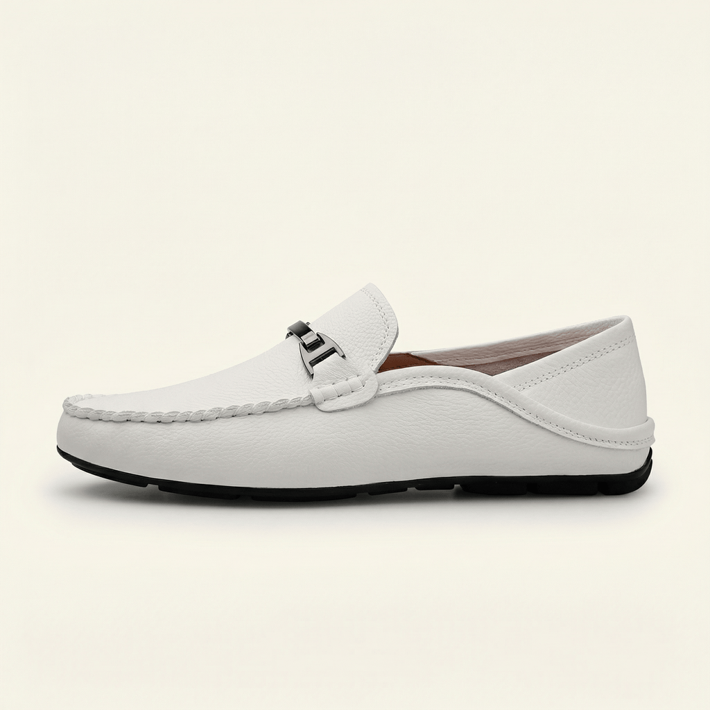 Metal-Trim Smooth Leather Loafer