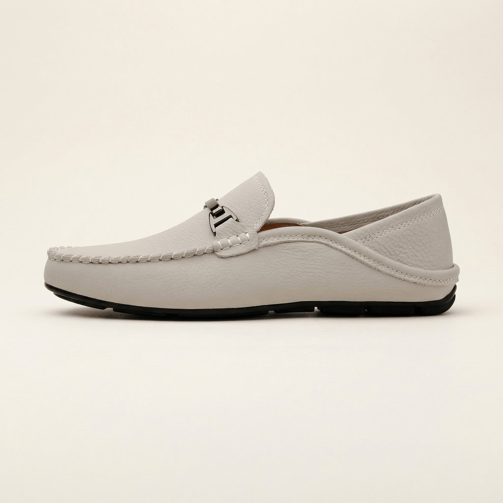 Metal-Trim Smooth Leather Loafer