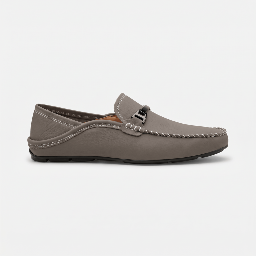 Metal-Trim Smooth Leather Loafer