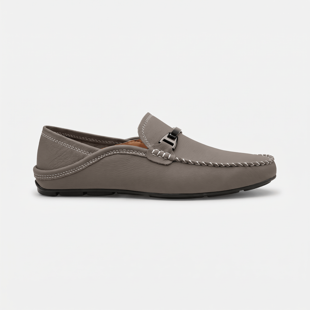 Metal-Trim Smooth Leather Loafer