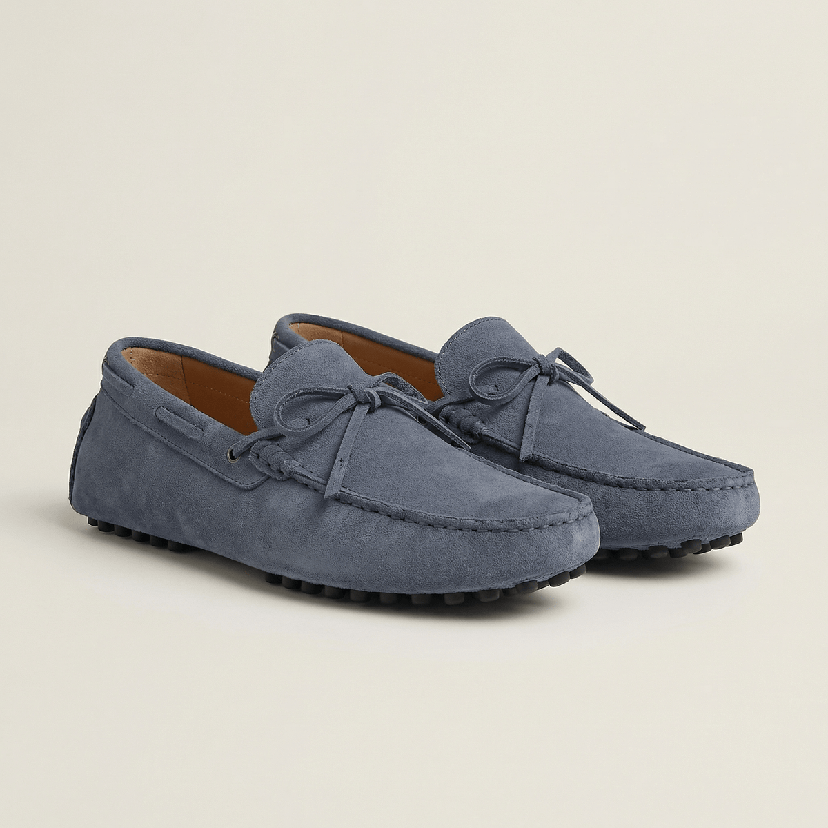 Contrast-Lace Suede Driving Loafer