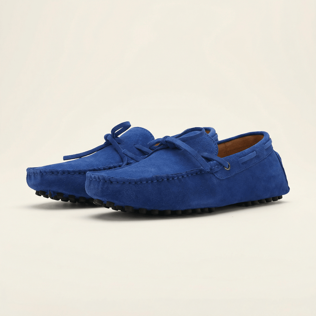 Contrast-Lace Suede Driving Loafer