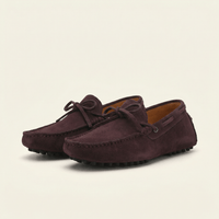 Contrast-Lace Suede Driving Loafer