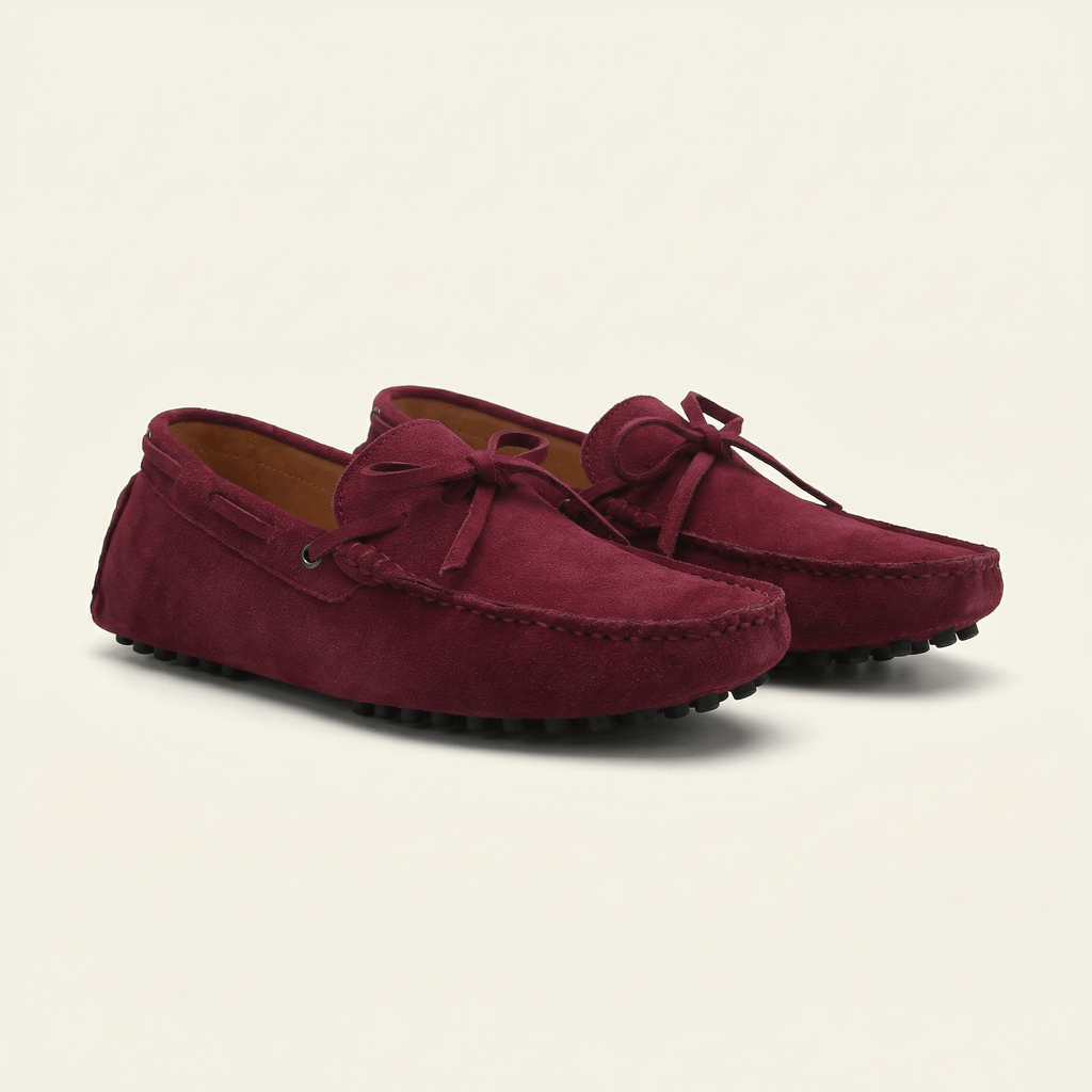 Contrast-Lace Suede Driving Loafer