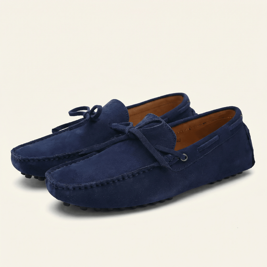 Contrast-Lace Suede Driving Loafer