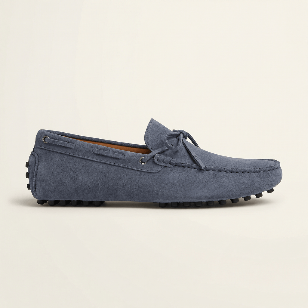 Contrast-Lace Suede Driving Loafer