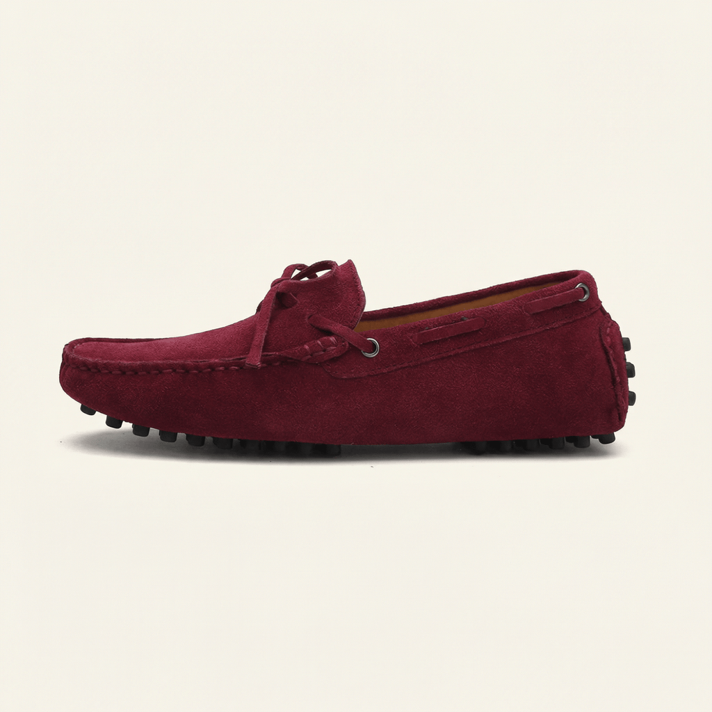 Contrast-Lace Suede Driving Loafer
