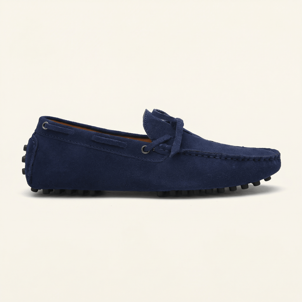 Contrast-Lace Suede Driving Loafer