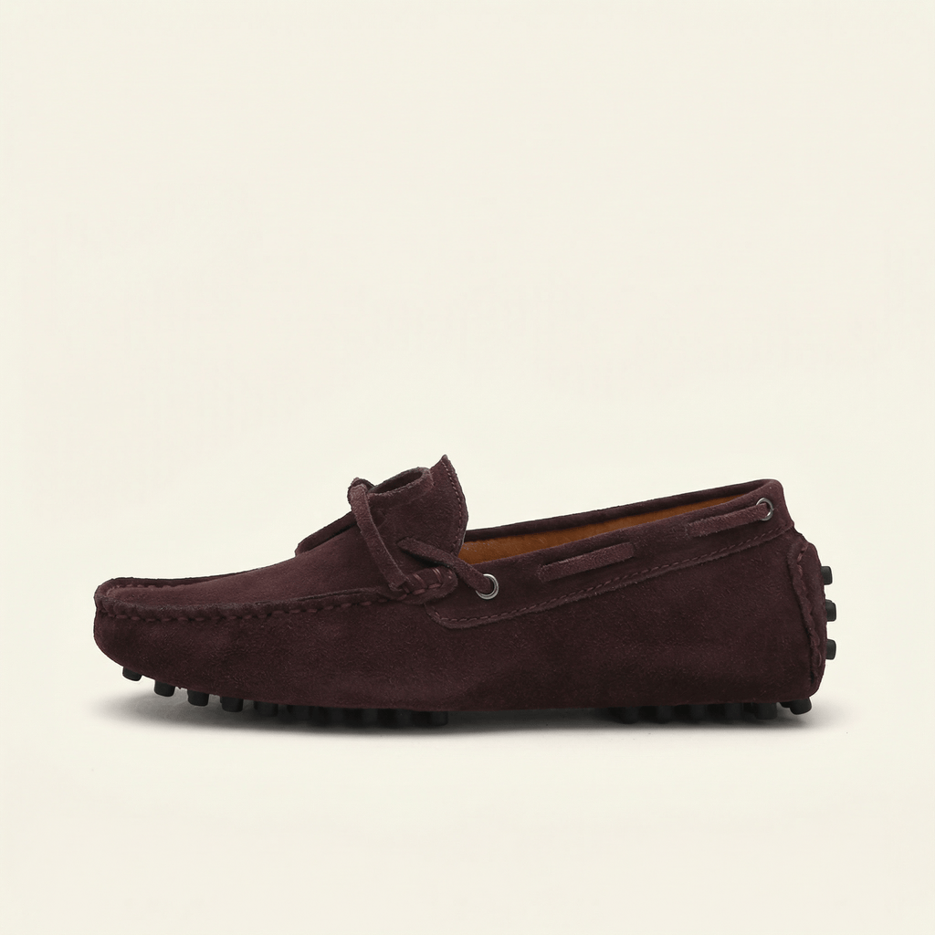 Contrast-Lace Suede Driving Loafer