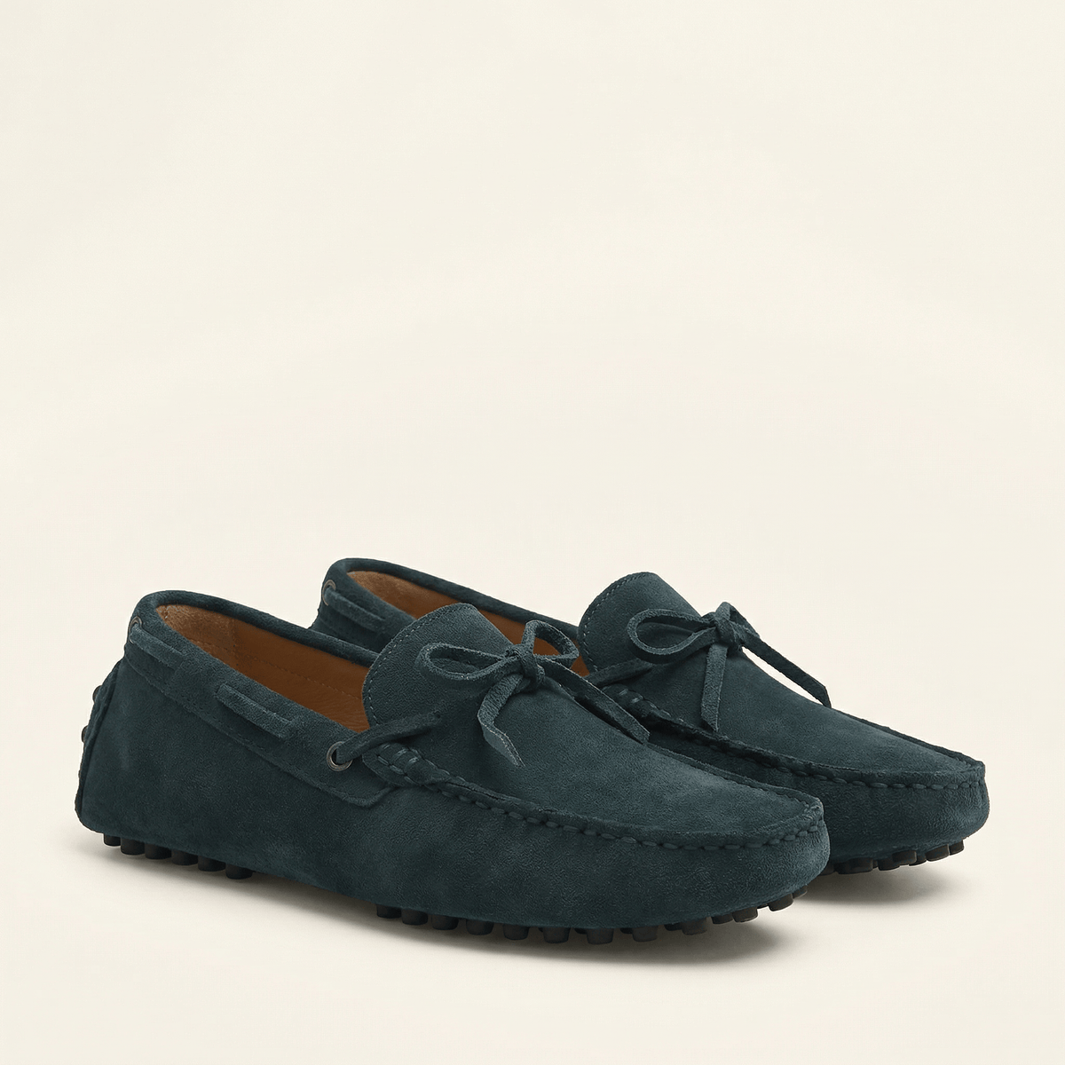 Contrast-Lace Suede Driving Loafer