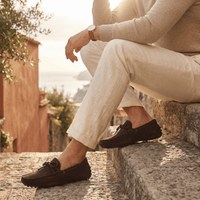 Contrast-Lace Suede Driving Loafer