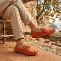 Contrast-Lace Suede Driving Loafer