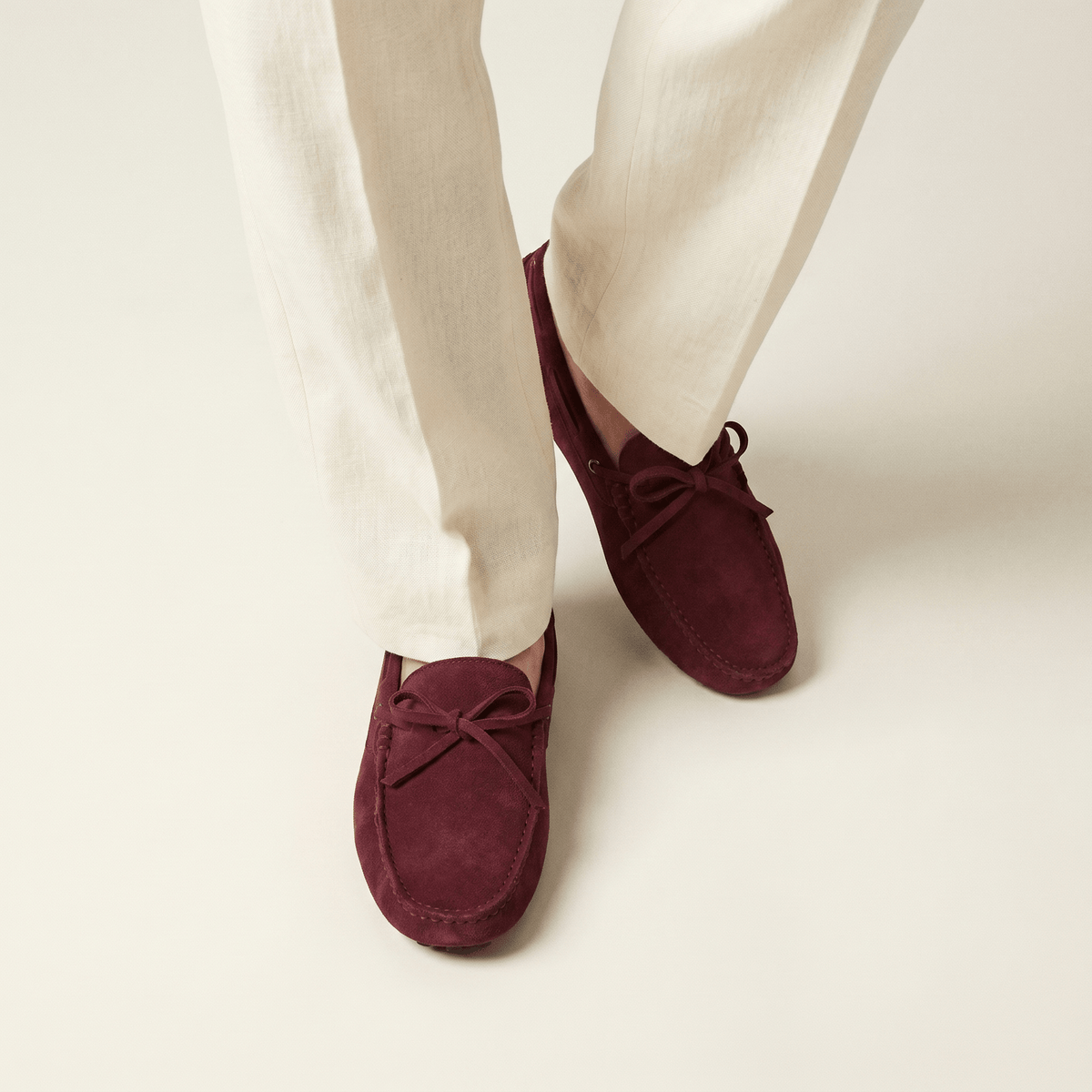 Contrast-Lace Suede Driving Loafer